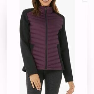 32 Degree Heat Women Small Purple Black Lightweight Puffer Jacket full zip